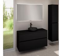 evineo ineo5 evo mobile La: 120 cm con 2 scomparti estraibili, lavabo ineo3 Ø 38 cm nero opaco, con specchio illuminato ineo,, BE0931BM+BE0959BM+BE0965BM+BEA012MI, ineo4; ineo5 evo [Mobili da Bagno > 
