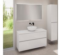 evineo ineo5 evo mobile La: 120 cm con 2 scomparti estraibili, lavabo ineo3 Ø 41,5 cm bianco opaco, con specchio illuminato ineo,, BE0930WM+BE0959WH+BE0965WH+BEA012MI, ineo3; ineo5 evo [Mobili da Bagn