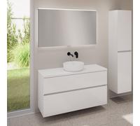 evineo ineo5 evo mobile La: 120 cm con 2 scomparti estraibili, lavabo ineo6 Ø 39 cm bianco opaco, con specchio illuminato ineo,, BE0935WM+BE0959WH+BE0965WH+BEA012MI, ineo6; ineo5 evo [Mobili da Bagno 
