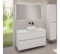evineo ineo5 evo mobile La: 120 cm con 2 scomparti estraibili, lavabo ineo6 Ø 41,5 cm bianco opaco, con specchio illuminato ineo,, BE0936WM+BE0959WM+BE0965WM+BEA012MI, ineo6; ineo5 evo [Mobili da Bagn
