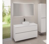 evineo ineo5 evo mobile La: 120 cm con 2 scomparti estraibili, lavabo ineo7 Ø 36 cm bianco opaco, con specchio illuminato ineo,, BE0942WM+BE0959WM+BE0965WM+BEA012MI, ineo7; ineo5 evo [Mobili da Bagno