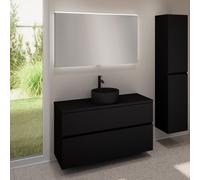 evineo ineo5 evo mobile La: 120 cm con 2 scomparti estraibili, lavabo ineo7 Ø 36 cm nero opaco, con specchio illuminato ineo,, BE0942BM+BE0959BM+BE0965BM+BEA012MI, ineo7; ineo5 evo [Mobili da Bagno > 