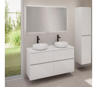 evineo ineo5 evo mobile La: 120 cm con 4 scomparti estraibili, 2 lavabi ineo3 Ø 37 cm bianco, con specchio illuminato ineo,, 2#BE0931WH+BE0960WH+BE0965WH+BEA012MI, ineo3; ineo5 evo [Mobili da Bagno > 
