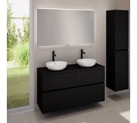 evineo ineo5 evo mobile La: 120 cm con 4 scomparti estraibili, 2 lavabi ineo3 Ø 37 cm bianco, con specchio illuminato ineo,, 2#BE0931WH+BE0960BM+BE0965BM+BEA012MI, ineo3; ineo5 evo [Mobili da Bagno >
