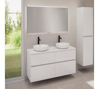 evineo ineo5 evo mobile La: 120 cm con 4 scomparti estraibili, 2 lavabi ineo3 Ø 37 cm bianco opaco, con specchio illuminato ineo,, 2#BE0931WM+BE0960WH+BE0965WH+BEA012MI, ineo3; ineo5 evo [Mobili da Ba
