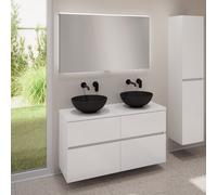 evineo ineo5 evo mobile La: 120 cm con 4 scomparti estraibili, 2 lavabi ineo3 Ø 41,5 cm nero opaco, con specchio illuminato ineo,, 2#BE0930BM+BE0960WH+BE0965WH+BEA012MI, ineo3; ineo5 evo [Mobili da Ba