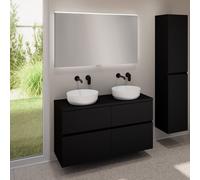 evineo ineo5 evo mobile La: 120 cm con 4 scomparti estraibili, 2 lavabi ineo6 Ø 39 cm bianco opaco, con specchio illuminato ineo,, 2#BE0935WM+BE0960BM+BE0965BM+BEA012MI, ineo6; ineo5 evo [Mobili da Ba