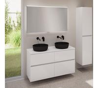 evineo ineo5 evo mobile La: 120 cm con 4 scomparti estraibili, 2 lavabi ineo6 Ø 39 cm nero opaco, con specchio illuminato ineo,, 2#BE0935BM+BE0960WH+BE0965WH+BEA012MI, ineo6; ineo5 evo [Mobili da Bagn