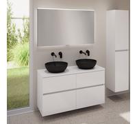 evineo ineo5 evo mobile La: 120 cm con 4 scomparti estraibili, 2 lavabi ineo6 Ø 41,5 cm nero opaco, con specchio illuminato ineo,, 2#BE0936BM+BE0960WH+BE0965WH+BEA012MI, ineo6; ineo5 evo [Mobili da Ba