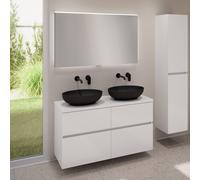 evineo ineo5 evo mobile La: 120 cm con 4 scomparti estraibili, 2 lavabi ineo6 La: 52 cm nero opaco, con specchio illuminato ineo,, 2#BE0932BM+BE0960WH+BE0965WH+BEA012MI, ineo6; ineo5 evo [Mobili da Ba