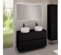 evineo ineo5 evo mobile La: 120 cm con 4 scomparti estraibili, 2 lavabi ineo7 Ø 36 cm bianco opaco, con specchio illuminato ineo,, 2#BE0942WM+BE0960BM+BE0965BM+BEA012MI, ineo7; ineo5 evo [Mobili da Ba