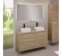 evineo ineo5 evo mobile La: 120 cm con 4 scomparti estraibili, 2 lavabi ineo7 La: 37,5 cm bianco, con specchio illuminato ineo,, 2#BE0940WH+BE0960OA+BE0965OA+BEA012MI, ineo7; ineo5 evo [Mobili da Bagn