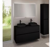 evineo ineo5 evo mobile La: 120 cm con 4 scomparti estraibili, 2 lavabi ineo7 La: 37,5 cm nero opaco, con specchio illuminato ineo,, 2#BE0940BM+BE0960BM+BE0965BM+BEA012MI, ineo7; ineo5 evo [Mobili da 