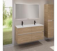 evineo ineo5 evo mobile La: 120 cm con 4 scomparti estraibili, lavabo doppio slim bianco, con specchio illuminato ineo,, BE0837WH+BE0960O BEA012MI, ineo5 evo [Mobili da Bagno > Set Mobili da Bagno]