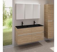 evineo ineo5 evo mobile La: 120 cm con 4 scomparti estraibili, lavabo doppio slim nero opaco, con armadietto a specchio ineo,, BE0837BM+BE0960O BEA004MI, ineo5 evo [Mobili da Bagno > Set Mobili da Ba