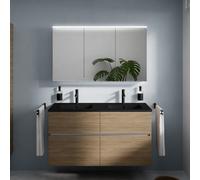 evineo ineo5 evo mobile La: 120 cm con 4 scomparti estraibili, lavabo doppio slim nero opaco, con armadietto a specchio ineo5 evo CH,, BE0837BM+BE0960O BEA093MI+BEA097CH, ineo5 evo [Mobili da Bagno >