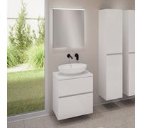evineo ineo5 evo mobile La: 60 cm con 2 scomparti estraibili, ineo6 lavabo La: 52 cm bianco opaco, con specchio illuminato ineo,, BE0932WM+BE0956WH+BE0962WH+BEA009MI, ineo6; ineo5 evo [Mobili da Bagno
