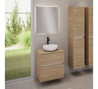 evineo ineo5 evo mobile La: 60 cm con 2 scomparti estraibili, lavabo ineo3 Ø 37 cm bianco opaco, con specchio illuminato ineo,, BE0931WM+BE0956OA+BE0962OA+BEA009MI, ineo4; ineo5 evo [Mobili da Bagno >