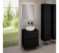 evineo ineo5 evo mobile La: 60 cm con 2 scomparti estraibili, lavabo ineo6 Ø 39 cm bianco, con specchio illuminato ineo,, BE0935WH+BE0956BM+BE0962BM+BEA009MI, ineo6; ineo5 evo [Mobili da Bagno > Set M