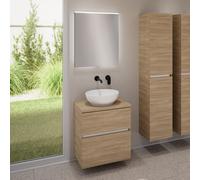 evineo ineo5 evo mobile La: 60 cm con 2 scomparti estraibili, lavabo ineo6 Ø 41,5 cm bianco opaco, con specchio illuminato ineo,, BE0936WM+BE0956OA+BE0962OA+BEA009MI, ineo6; ineo5 evo [Mobili da Bagno