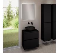 evineo ineo5 evo mobile La: 60 cm con 2 scomparti estraibili, lavabo ineo6 Ø 41,5 cm nero opaco, con specchio illuminato ineo,, BE0936BM+BE0956BM+BE0962BM+BEA009MI, ineo6; ineo5 evo [Mobili da Bagno >