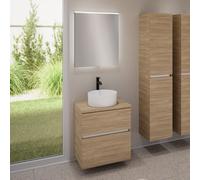 evineo ineo5 evo mobile La: 60 cm con 2 scomparti estraibili, lavabo ineo7 Ø 36 cm bianco opaco, con specchio illuminato ineo,, BE0942WM+BE0956OA+BE0962OA+BEA009MI, ineo7; ineo5 evo [Mobili da Bagno >