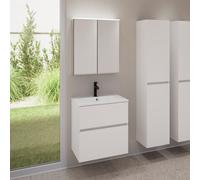 evineo ineo5 evo mobile La: 60 cm con 2 scomparti estraibili, lavabo slim bianco, con armadietto a specchio ineo,, BE0834WH+BE0956WM+BEA001MI, ineo5 evo [Mobili da Bagno > Set Mobili da Bagno]