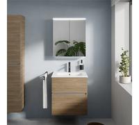 evineo ineo5 evo mobile La: 60 cm con 2 scomparti estraibili, lavabo slim bianco, con armadietto a specchio ineo5 evo CH,, BE0834WH+BE0956O BEA090MI+BEA094CH, ineo5 evo [Mobili da Bagno > Set Mobili