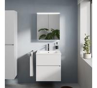 evineo ineo5 evo mobile La: 60 cm con 2 scomparti estraibili, lavabo slim bianco, con armadietto a specchio ineo5 evo CH,, BE0834WH+BE0956WM+BEA090MI+BEA094CH, ineo5 evo [Mobili da Bagno > Set Mobili 