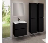 evineo ineo5 evo mobile La: 60 cm con 2 scomparti estraibili, lavabo slim bianco opaco, con specchio illuminato ineo,, BE0834WM+BE0956BM+BEA009MI, ineo5 evo [Mobili da Bagno > Set Mobili da Bagno]