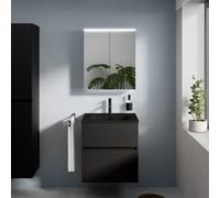 evineo ineo5 evo mobile La: 60 cm con 2 scomparti estraibili, lavabo slim nero opaco, con armadietto a specchio ineo5 evo CH,, BE0834BM+BE0956BM+BEA090MI+BEA094CH, ineo5 evo [Mobili da Bagno > Set Mob