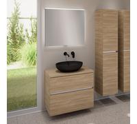 evineo ineo5 evo mobile La: 80 cm con 2 scomparti estraibili, ineo6 lavabo La: 52 cm nero opaco, con specchio illuminato ineo,, BE0932BM+BE0957OA+BE0963OA+BEA010MI, ineo6; ineo5 evo [Mobili da Bagno >