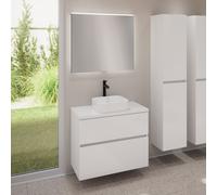 evineo ineo5 evo mobile La: 80 cm con 2 scomparti estraibili, ineo7 lavabo La: 37,5 cm bianco, con specchio illuminato ineo,, BE0940WH+BE0957WH+BE0963WH+BEA010MI, ineo7; ineo5 evo [Mobili da Bagno > S