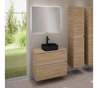 evineo ineo5 evo mobile La: 80 cm con 2 scomparti estraibili, ineo7 lavabo La: 37,5 cm nero opaco, con specchio illuminato ineo,, BE0940BM+BE0957OA+BE0963OA+BEA010MI, ineo7; ineo5 evo [Mobili da Bagno
