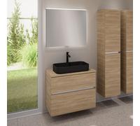 evineo ineo5 evo mobile La: 80 cm con 2 scomparti estraibili, ineo7 lavabo La: 60 cm nero opaco, con specchio illuminato ineo,, BE0939BM+BE0957OA+BE0963OA+BEA010MI, ineo7; ineo5 evo [Mobili da Bagno >