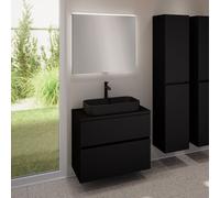 evineo ineo5 evo mobile La: 80 cm con 2 scomparti estraibili, ineo7 lavabo La: 60 cm nero opaco, con specchio illuminato ineo,, BE0939BM+BE0957BM+BE0963BM+BEA010MI, ineo7; ineo5 evo [Mobili da Bagno >