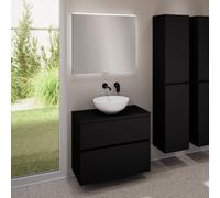 evineo ineo5 evo mobile La: 80 cm con 2 scomparti estraibili, lavabo ineo3 Ø 41,5 cm bianco opaco, con specchio illuminato ineo,, BE0930WM+BE0957BM+BE0963BM+BEA010MI, ineo3; ineo5 evo [Mobili da Bagno