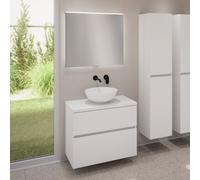 evineo ineo5 evo mobile La: 80 cm con 2 scomparti estraibili, lavabo ineo3 Ø 41,5 cm bianco opaco, con specchio illuminato ineo,, BE0930WM+BE0957WM+BE0963WM+BEA010MI, ineo3; ineo5 evo [Mobili da Bagno