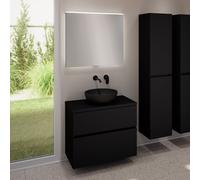evineo ineo5 evo mobile La: 80 cm con 2 scomparti estraibili, lavabo ineo6 Ø 41,5 cm nero opaco, con specchio illuminato ineo,, BE0936BM+BE0957BM+BE0963BM+BEA010MI, ineo6; ineo5 evo [Mobili da Bagno >