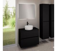 evineo ineo5 evo mobile La: 80 cm con 2 scomparti estraibili, lavabo ineo7 Ø 36 cm bianco opaco, con specchio illuminato ineo,, BE0942WM+BE0957BM+BE0963BM+BEA010MI, ineo7; ineo5 evo [Mobili da Bagno >