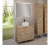 evineo ineo5 evo mobile La: 80 cm con 2 scomparti estraibili, lavabo ineo7 Ø 36 cm bianco opaco, con specchio illuminato ineo,, BE0942WM+BE0957O BE0963O BEA010MI, ineo7; ineo5 evo [Mobili da Bagno >