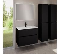 evineo ineo5 evo mobile La: 80 cm con 2 scomparti estraibili, lavabo slim bianco, con specchio illuminato ineo,, BE0835WH+BE0957BM+BEA010MI, ineo5 evo [Mobili da Bagno > Set Mobili da Bagno]