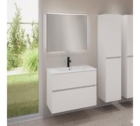 evineo ineo5 evo mobile La: 80 cm con 2 scomparti estraibili, lavabo slim bianco opaco, con specchio illuminato ineo,, BE0835WM+BE0957WM+BEA010MI, ineo5 evo [Mobili da Bagno > Set Mobili da Bagno]