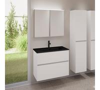 evineo ineo5 evo mobile La: 80 cm con 2 scomparti estraibili, lavabo slim nero opaco, con armadietto a specchio ineo CH,, BE0835BM+BE0957WM+BEA041MI, ineo5 evo [Mobili da Bagno > Set Mobili da Bagno]
