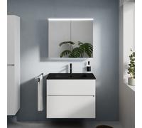 evineo ineo5 evo mobile La: 80 cm con 2 scomparti estraibili, lavabo slim nero opaco, con armadietto a specchio ineo5 evo CH,, BE0835BM+BE0957WM+BEA091MI+BEA095CH, ineo5 evo [Mobili da Bagno > Set Mob