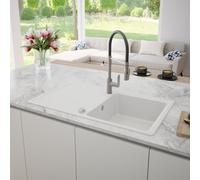 evineo line 350 lavello da cucina con ripiano laterale La: 86 P: 50 cm, ELD100WE, line 350 bianco [Lavelli da Cucina > per Base Sottolavello a partire da 50 cm]