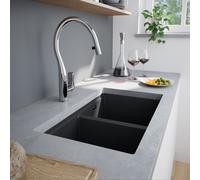 evineo line 650 lavello da cucina con vasca doppia La: 75 P: 45,5 cm, BRN200AN+UB630166, line 650 antracite [Lavelli da Cucina > per Base Sottolavello a partire da 80 cm]