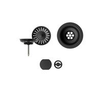 evineo line 950 parti a vista per lavelli a vasca singola, copertura del troppopieno rotonda, 461PUR, line 950 nero opaco [Lavelli da Cucina > Accessori per Lavelli da Cucina]