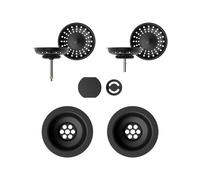 evineo line 950 parti a vista per lavelli con vasca doppia, copertura del troppopieno rotonda, 463PUR, line 950 nero opaco [Lavelli da Cucina > Accessori per Lavelli da Cucina]