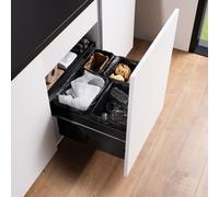 evineo m60 portarifiuti con sistema di estrazione, con coperchio e copertura in metallo, EV1059+EV1061, m60 nero [Portarifiuti > Portarifiuti]